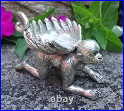 Heavy, Silverplated Crawling Monkey withBananas Open Salt Dip, Cellar, Dish