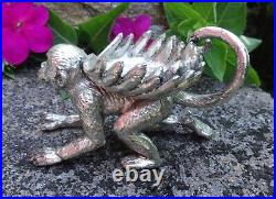 Heavy, Silverplated Crawling Monkey withBananas Open Salt Dip, Cellar, Dish