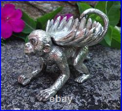 Heavy, Silverplated Crawling Monkey withBananas Open Salt Dip, Cellar, Dish