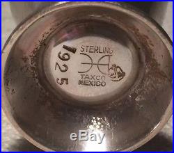 Hector Aguilar Mexican 940 Sterling Silver Set 4 Salt Cellars & Original Spoons