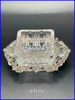 Hildesheimer Rose Silver Crystal Salt Cellar with Spoon 835 Silver