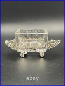 Hildesheimer Rose Silver Crystal Salt Cellar with Spoon 835 Silver