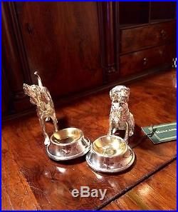 Holland & Holland Silver And Bronze Dog Table Salt Cellars Shotgun. Not Purdey