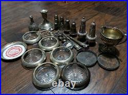 Huge Lot Victorian/Civil War Sterling Silver. 925 Lot Ink Well Salt Cellars Coin