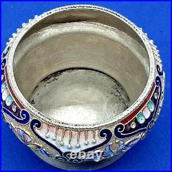 Imperial Russian Moscow 84 Silver Gilt Enamel Salt Bowl Cellar Grigory Sbitnev