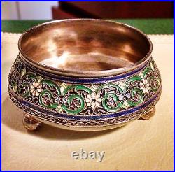 Imperial Russian Silver & Enameled Salt By Pavel Ovchinnikov 1883-86 Beautiful