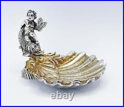 Italian Silver Dolphin Sea Shell Salt Cellar Vintage Cassetti