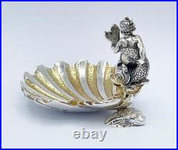 Italian Silver Dolphin Sea Shell Salt Cellar Vintage Cassetti