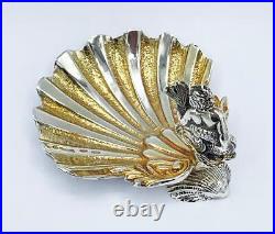 Italian Silver Dolphin Sea Shell Salt Cellar Vintage Cassetti