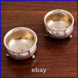 Ivan Klebnikov Russian 84 (875) Silver Ball Footed Salt Cellars Caldron Form