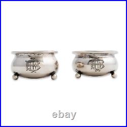 Ivan Klebnikov Russian 84 (875) Silver Ball Footed Salt Cellars Caldron Form