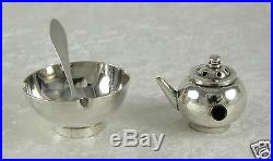 Japan 950 Sterling Silver Salt Cellar Set Mini Pepper Cruet Teapot 17.9g Vintage