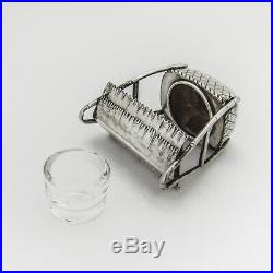 Japanese Figural Open Salt Glass Liner Sterling Silver