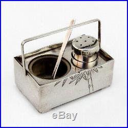 Japanese Figural Pepper Shaker Salt Cellar Basket Form Sterling Silver