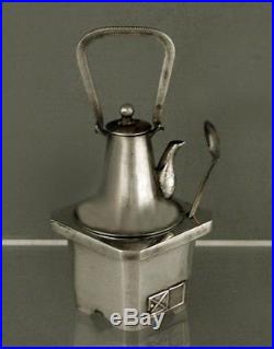 Japanese Sterling Box Tea Kettle on Stove SIGNED