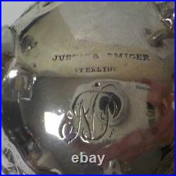 Justis & Armiger Sterling Silver Salt Cellar, Chased REPOUSSE Design, 65 grams