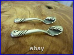 KENNETH BEGAY White Hogan NAVAJO Sterling Silver Vintage Salt Spoons with Cellar