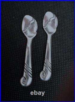 KENNETH BEGAY White Hogan NAVAJO Sterling Silver Vintage Salt Spoons with Cellar