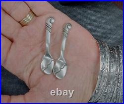 KENNETH BEGAY White Hogan NAVAJO Sterling Silver Vintage Salt Spoons with Cellar