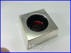 Kerr Sterling Silver Trencher Style Salt Cellar with Ruby Glass Insert No Monogr