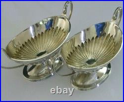 LARGE 170g STERLING SILVER TABLE SALT CELLARS or SWEETMEAT DISHES 1884 ANTIQUE