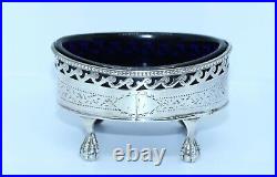 LARGE GEORGE III STERLING FOOTED OPEN SALT CELLAR ROBERT HENNELL 1785 repaired