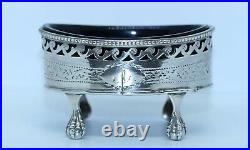 LARGE GEORGE III STERLING FOOTED OPEN SALT CELLAR ROBERT HENNELL 1785 repaired