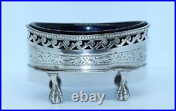 LARGE GEORGE III STERLING FOOTED OPEN SALT CELLAR ROBERT HENNELL 1785 repaired