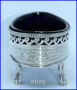 LARGE GEORGE III STERLING FOOTED OPEN SALT CELLAR ROBERT HENNELL 1785 repaired