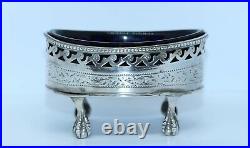 LARGE GEORGE III STERLING FOOTED OPEN SALT CELLAR ROBERT HENNELL 1785 repaired