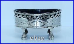 LARGE GEORGE III STERLING FOOTED OPEN SALT CELLAR ROBERT HENNELL 1785 repaired