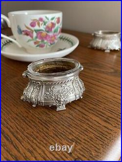 LION Victorian French 950 STERLING Silver Salt Dish Belle Epoque Greek Key Bows