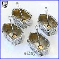 Lapparra Masterpiece French Sterling Silver 4 Salt Cellars, Box, Empire
