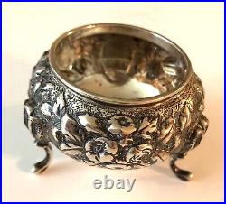 Large Antique Repousse Sterling Silver Master Salt C. Kattelmann