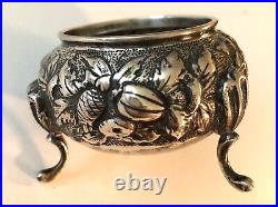 Large Antique Repousse Sterling Silver Master Salt C. Kattelmann