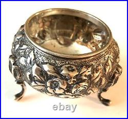 Large Antique Repousse Sterling Silver Master Salt C. Kattelmann