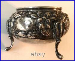 Large Antique Repousse Sterling Silver Master Salt C. Kattelmann