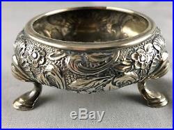 Large Pair Of Early American Coin Silver Master Open Salt Cellars, G B Foster