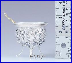 Late 1800s/Early 1900s Fine Pair German 800 Silver Open Salt Cellars withSpoons