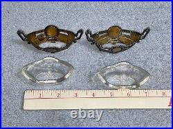 Lot 2 Victorian 800 Silver marked SALT CELLAR + Glass Insert GERMAN Bruckmann