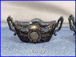 Lot 2 Victorian 800 Silver marked SALT CELLAR + Glass Insert GERMAN Bruckmann