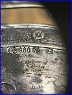 Lot 2 Victorian 800 Silver marked SALT CELLAR + Glass Insert GERMAN Bruckmann