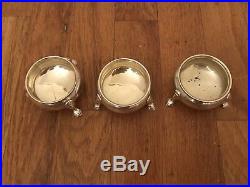 Lot Of 3 Vintage Sterling Silver England Made For Tiffany Co. Open Salt Cellars