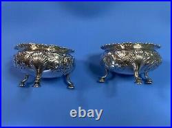 Lot of 2 Antique Gorham Sterling Silver 2150 Salt Cellars c1899 Shell Footed