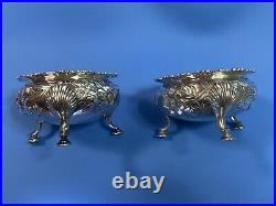 Lot of 2 Antique Gorham Sterling Silver 2150 Salt Cellars c1899 Shell Footed