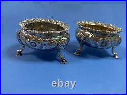 Lot of 2 Antique Gorham Sterling Silver 2150 Salt Cellars c1899 Shell Footed