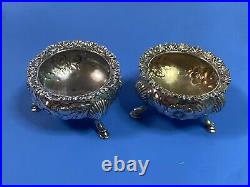 Lot of 2 Antique Gorham Sterling Silver 2150 Salt Cellars c1899 Shell Footed