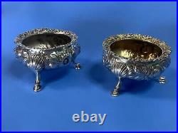 Lot of 2 Antique Gorham Sterling Silver 2150 Salt Cellars c1899 Shell Footed