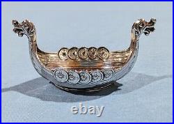 Lot of 2 David Andersen Sterling Silver Viking Ship Salt Cellars 3-1/8