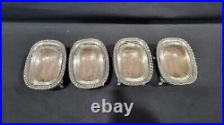 Lot of 4 Antique 800 Silver Lion Head Foot Salt Cellars with Glass Inserts